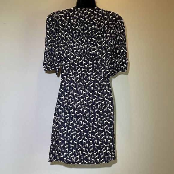Maje Horse Print Jacquard Wrap Dress Navy Size 38 US 6 NWT $340 Equestrian Mini - Picture 5 of 11